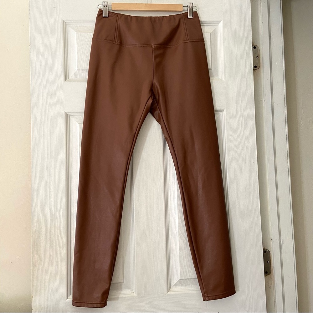 Brown Vegan Leather Leggings